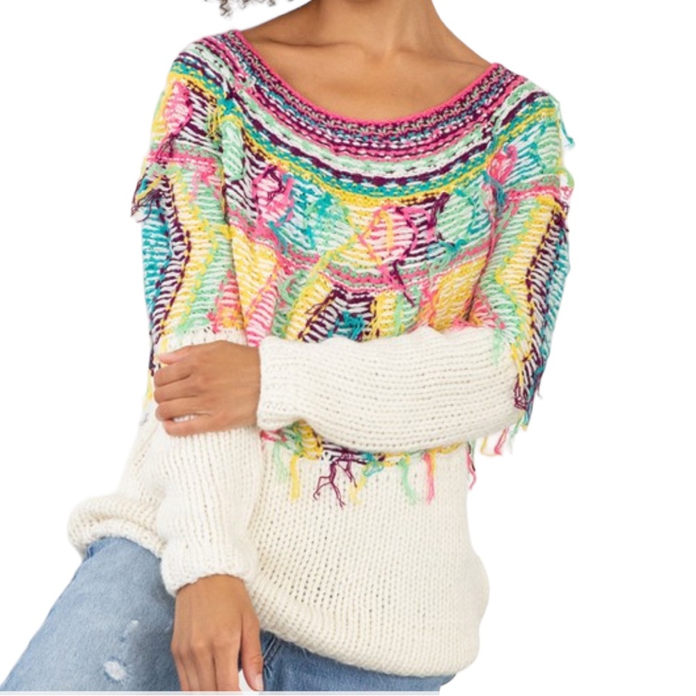 Multicolor Oversized Bohemian Pullover Sweater NWT - (#0158)
